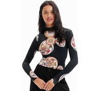 Desigual Womens Pacs Black Long Sleeve Bodysuit XL
