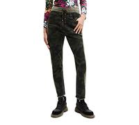 Desigual Women's Pant_camo, 4086 Dark Khaki Casual Trousers, Green, X-Small
