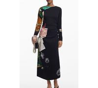 Desigual Womens Patchwork Midi Dress - Black viscose - Size X-Small