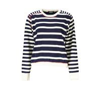 Desigual Womens Striped Knit Pullover Sweater - Navy Cotton - Size 2XL
