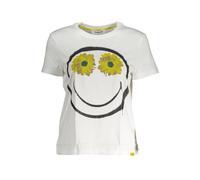 Desigual Womens Sunflower Smiley Face Tee - White Cotton - Size X-Large