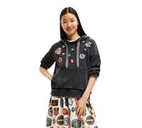 Desigual Women's Sweatshirt Stamps 2012 Cement Sweater, Black, S