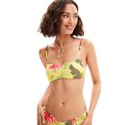 Desigual Women's Swim_Palms_top Bikini, Yellow, S