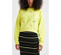 Desigual Women's Top Sweater Embroidered Print Cropped Green Size XL 22WWSKX2
