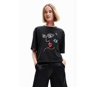 Desigual Women's ts_face 2000 T-Shirt, Black, X-Small
