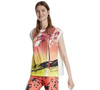 Desigual Women's Ts_Spray Palm T-Shirt, White (Blanco 1000), Medium