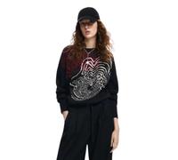 Desigual Women's Woman Flat Knit Thick Gauge Pullover Sweater, Black, M