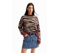 Desigual , Contrast Turtleneck Sweater with Logo Detail ,Multicolor female, Sizes: L