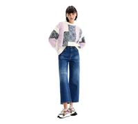 Desigual Women's Woman Flat Knit Thick Gauge Pullover Sweater White