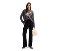 Desigual Women's Woman Flat Knit Thin Gauge Pullover Sweater Black