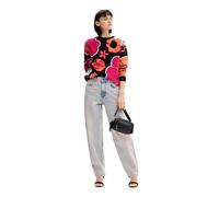 Desigual Women's Woman Flat Knit Thin Gauge Pullover Sweater, Black, XL