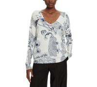 Desigual Women's Woman Flat Knit Thin Gauge Pullover Sweater, White, L
