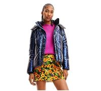 Desigual Women's Woman Woven Padded Short Overcoat Hamilton, Blue, XL