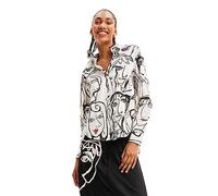 Desigual Women's Woman Woven Shirt Long Sleeve T, White, XL