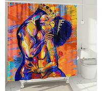 DESIHOM African American Shower Curtain Lovers Couple Shower Curtain Black Art Theme, Polyester Fabric-72" x 72"