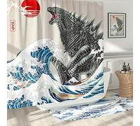 DESIHOM Funny Extra Long Shower Curtains 84 Inches, Fun Anime Monster Shower Curtain Set for Bathroom Cool Asian Japanese Bathroom Decor Polyester Fabric-72" x 84"