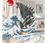 DESIHOM Funny Shower Curtains for Bathroom Anime Monster Dinosaur Shower Curtain Cool Asian Japanese Shower Curtain Polyester Fabric-72'' x 72'', Multicolor