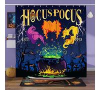 DESIHOM Halloween Shower Curtain Set Waterproof Fabric-72" x 72", Hocus Pocus Decor for Bathroom Halloween Bathroom Home Indoor Decorations, Halloween Party Gifts Supplies