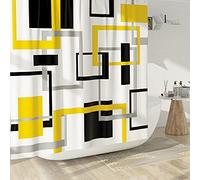 DESIHOM Yellow Black Geometric Shower Curtain Set Neutral Abstract Shower Curtains for Bathroom Modern Bathroom Decor Polyester Fabric-72" x 72"
