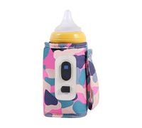 Desikixudy Universal USB Milk Warmer Travel Stroller Insulated Bag Baby Nursing Bottle Heater -Camouflage Pink