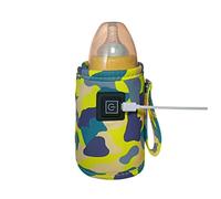 Desikixudy Universal USB Milk Water Warmer Travel Stroller Insulated Bag Portable Baby Nursing Bottle Heater Camouflage-Yellow