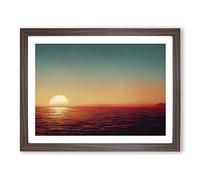 Desirable Seascape At Sunset Framed Print | A2 Walnut Framed Wall Art | Ready to Hang | Modern Landscape Picture | Living Room Bedroom Lounge Office