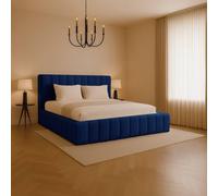 Desire Deco Kingston Modern Upholstered Bed Frame - Double, King, Super King in Blue | Size: Small Double Desire Deco Blue Small Double