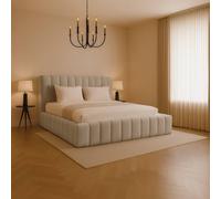 Desire Deco Kingston Modern Upholstered Storage Bed, Double, King, Super King in Light Beige | Size: Small Double Desire Deco Light Beige Small Double