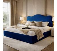 Desire Deco Plush Velvet Angelito Ottoman Storage Bed Frame in Blue | Size: Single Desire Deco Blue Single
