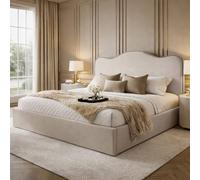 Desire Deco Plush Velvet Angelito Ottoman Storage Bed Frame in Light Beige | Size: Double Desire Deco Light Beige Double