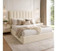 Desire Deco Plush Velvet Suenna Ottoman Storage Bed Frame in Cream | Size: Super King Desire Deco Cream Super King