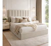 Desire Deco Plush Velvet Suenna Ottoman Storage Bed Frame in Light Beige | Size: Double Desire Deco Light Beige Double