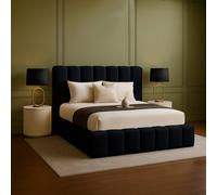 Desire Deco Plush Velvet Upholstered Daisy Bed Frame, Double King Super King in Black Desire Deco Black Super King