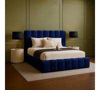 Desire Deco Plush Velvet Upholstered Daisy Bed Frame, Double King Super King in Blue Desire Deco Blue Super King