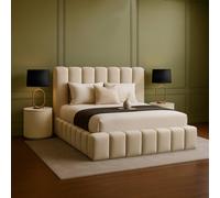 Desire Deco Plush Velvet Upholstered Daisy Bed Frame, Double King Super King in Light Beige | Size: Single Desire Deco Light Beige Single