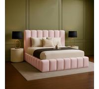 Desire Deco Plush Velvet Upholstered Daisy Bed Frame, Double King Super King in Pink | Size: Small Double Desire Deco Pink Small Double