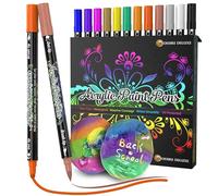 Desire Deluxe Acrylic Paint Pens for Rock Painting, Stone, Ceramic, Glass, Wood, Canvas - Set of 12 Non Toxic Water Based Markers - Great Artists Painting Supplies