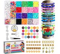 Desire Deluxe Bracelet Necklace Making Kit - Clay Beads Friendship Jewellery - Letters And Crafts Making Kit - Elastic Rubber Pend