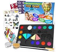 Desire Deluxe Face Paints for Children Halloween Make Up Set for Boys Girls Toy Body Painting - Christmas Present Palette Kit Including Glitter, Stencil, Tattoo for Kids - Unique Gift