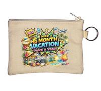 Desire for Extended Vacation Time Key Chain Coin Purse Beige