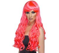 Desire Long Curly Costume Wig Adult Fuchsia One Size