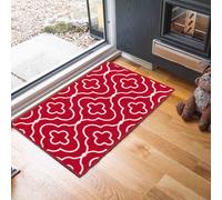 Desire Rugs Anti-Slip Quatrefoil Design Doormat - Machine Washable for Easy Care in Red | Size: 67 cm x 220 cm Desire Rugs Red 67 cm x 220 cm