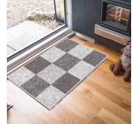 Desire Rugs Anti-Slip Squared Design Doormat - Machine Washable for Easy Care in Grey | Size: 40 cm x 60 cm Desire Rugs Grey 40 cm x 60 cm