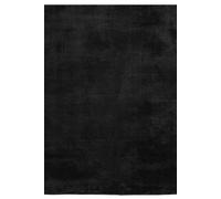 Comfy Washable Low Pile Living Room Area Rug - Anti-Slip Felt Backing Black 100Cm Diameter