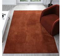 Desire Rugs Comfy Washable Low Pile Living Room Area Rug - Anti-Slip Felt Backing in Terracotta | Size: 100 cm diameter Desire Rugs Terracotta 100 cm diameter