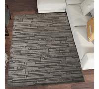 Desire Rugs Hamilton Modern Sheen Area Rug - Blocked Bold Geometric Design in Dark Grey | Size: 60 cm x 220 cm Desire Rugs Dark Grey 60 cm x 220 cm