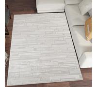 Desire Rugs Hamilton Modern Sheen Area Rug - Blocked Bold Geometric Design in Silver | Size: 60 cm x 220 cm Desire Rugs Silver 60 cm x 220 cm