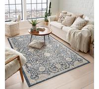 Desire Rugs Maia Washable Floral Traditional Area Rug Non-Slip Living Room Hallway in Navy | Size: 200 cm x 300 cm Desire Rugs Navy 200 cm x 300 cm