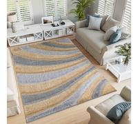 Desire Rug Modern Ochre Waves Shimmer Soft Shaggy Area Rug 60 x 220cm - Desire Rugs - Wilko