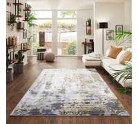 Desire Rugs Modern Styra Abstract Area Rugs Luxury For Bedroom, Living Room, And Hallway Gold 120x170cm, Gold